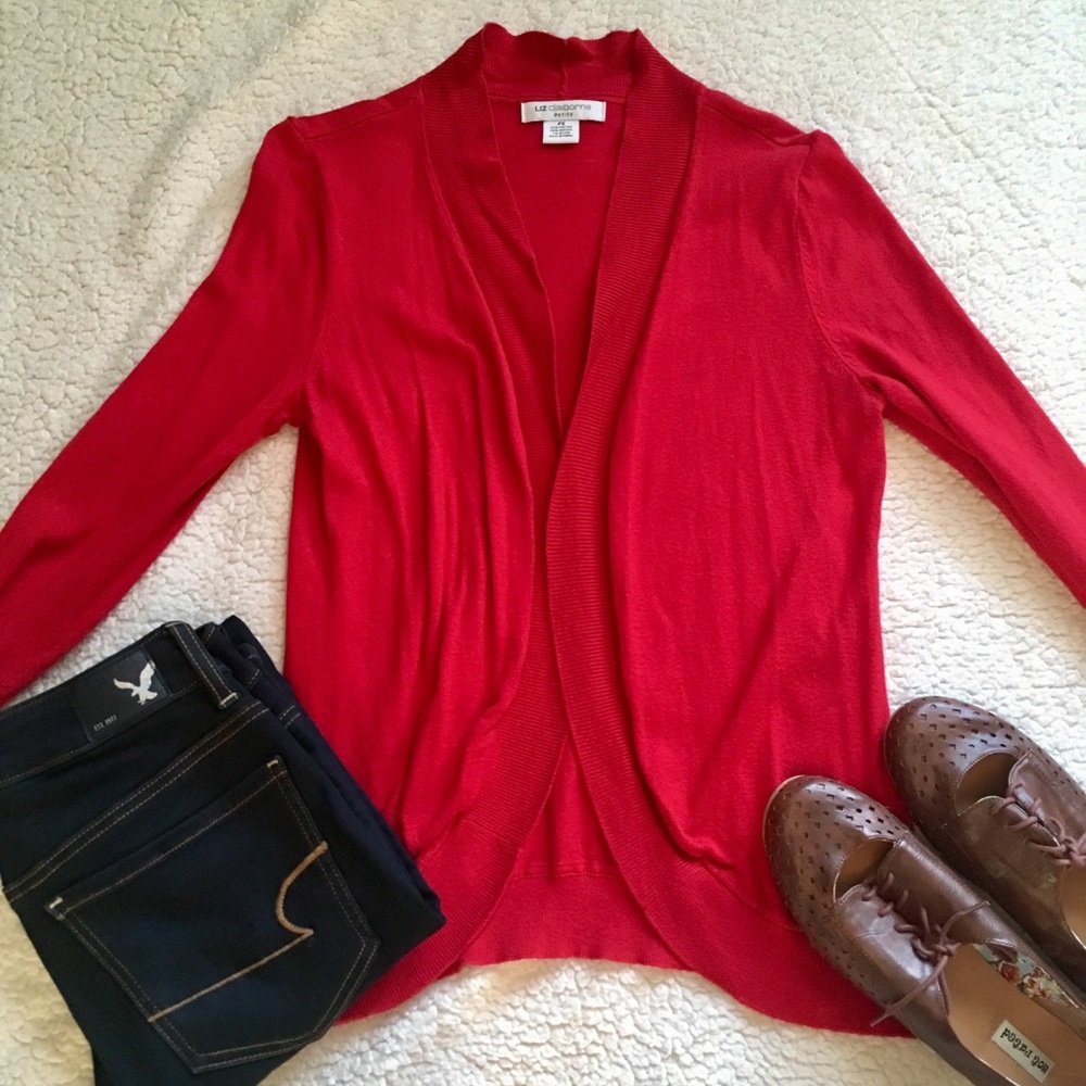 Red Liz Claiborne Cardigan
